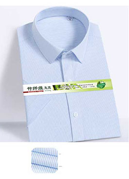 訂制條紋藍(lán)色短袖男士襯衫竹纖維面料MZN-NC44