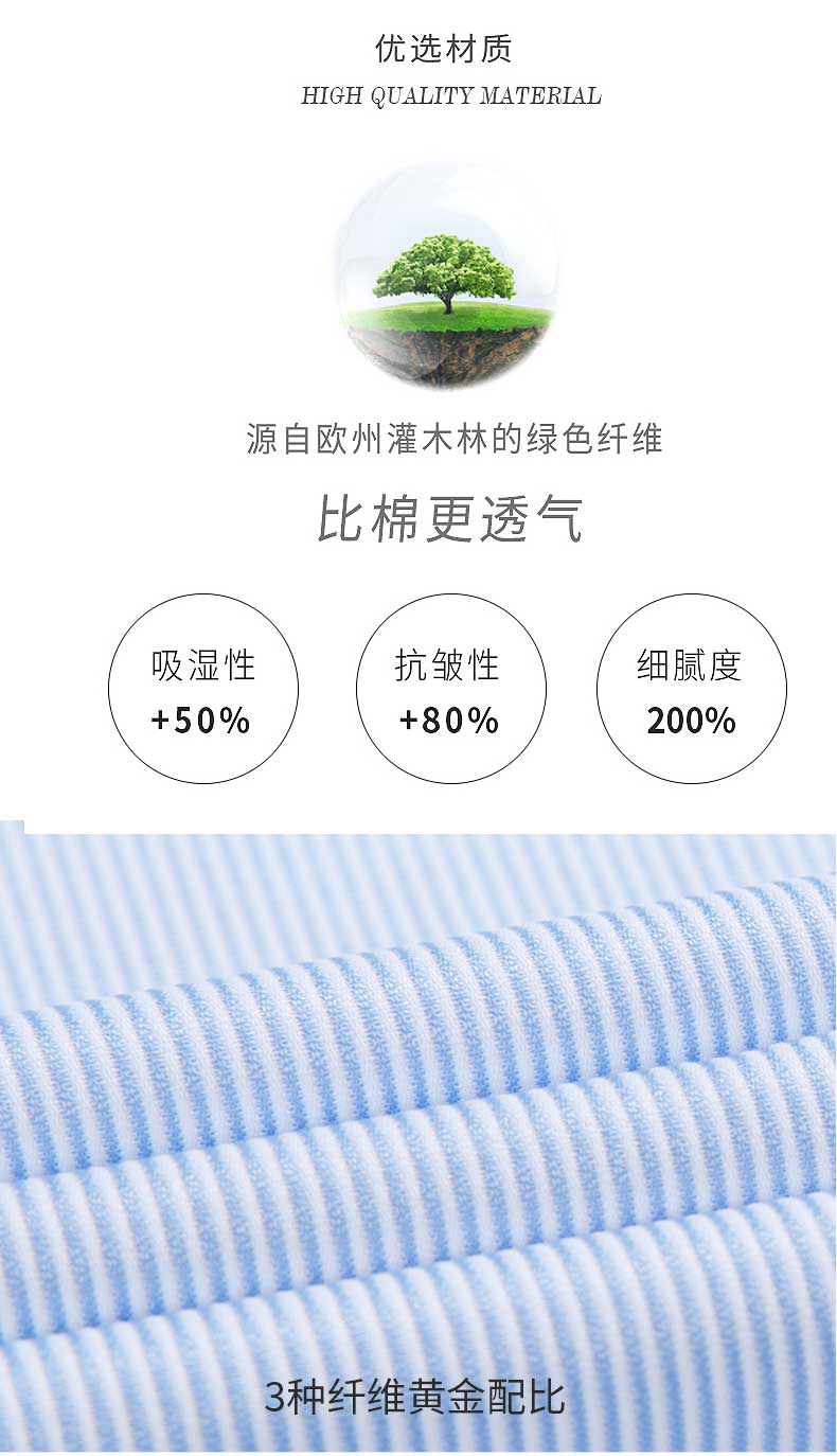 藍色條紋女士V領(lǐng)襯衫制作辦面料介紹